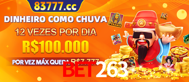 Banner do programa de recompensas Recomende para amigos do bet263, detalhando os bônus por convidar amigos, com prêmios que chegam a R$288.888.
